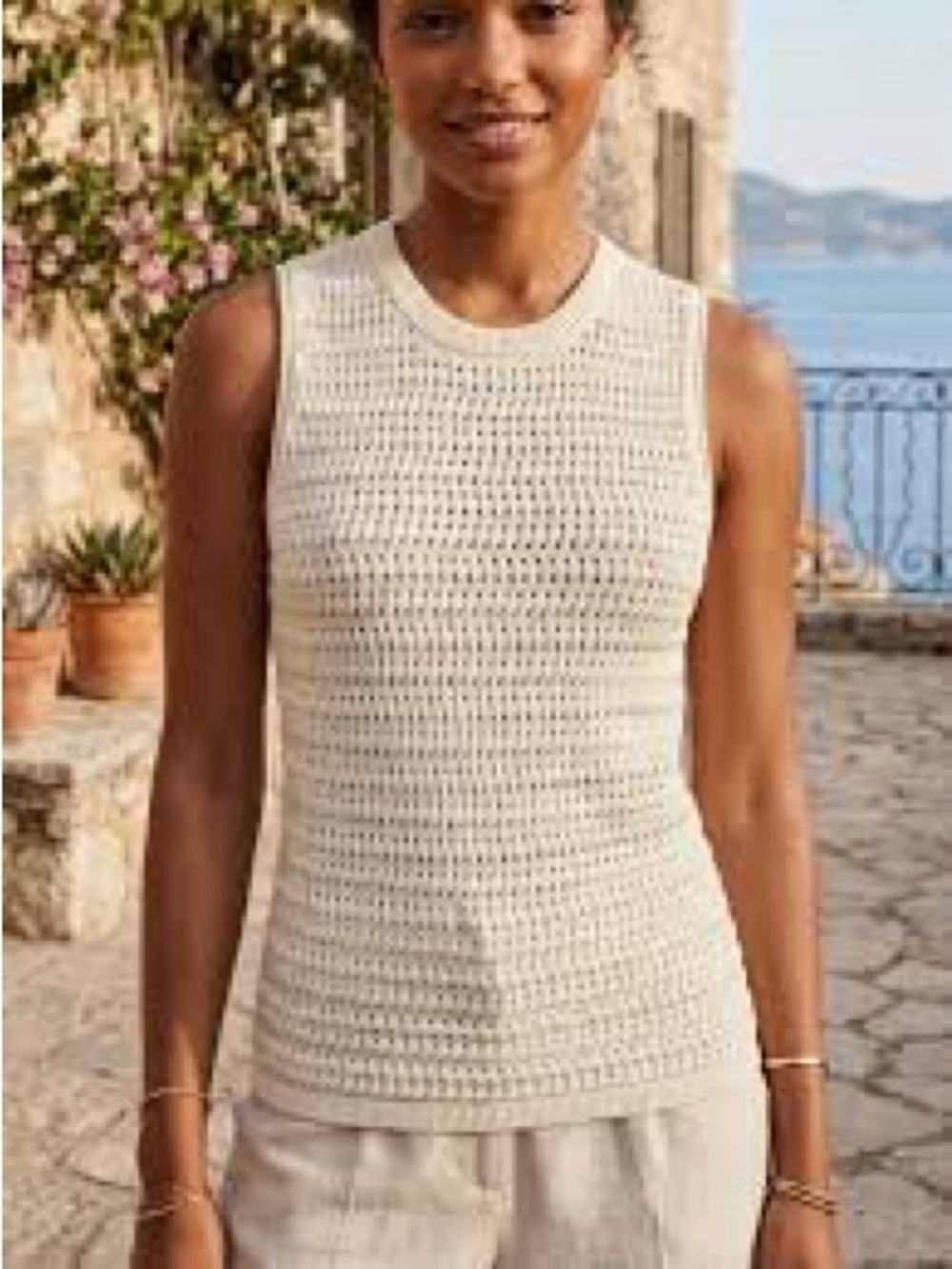 Theory Cream Sleeveless Knit Tank